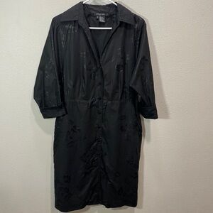 Etcetera black floral button‎ front shirt dress